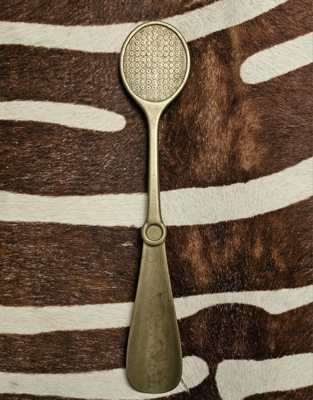 Vintage 1960s Beautiful Solid Brass Tennis Racket Shoe Horn 10” Length